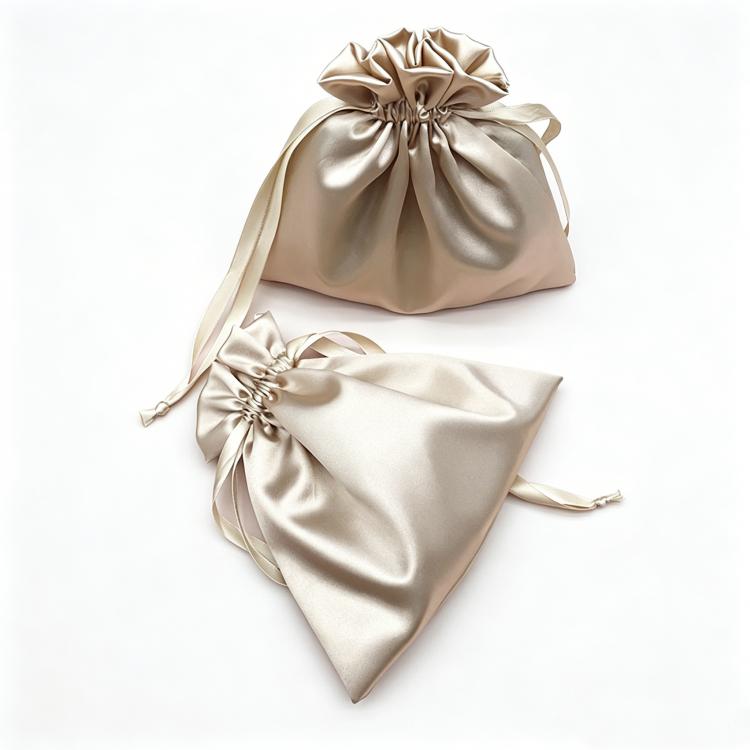 Satin Drawstring Pouch Silk Feel Dustproof Storage Bag for Jewelry Wigs