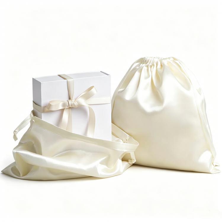 Satin Drawstring Pouch Luxury Silk Feel Dustproof Storage Bag for Gift Box & Jewelry